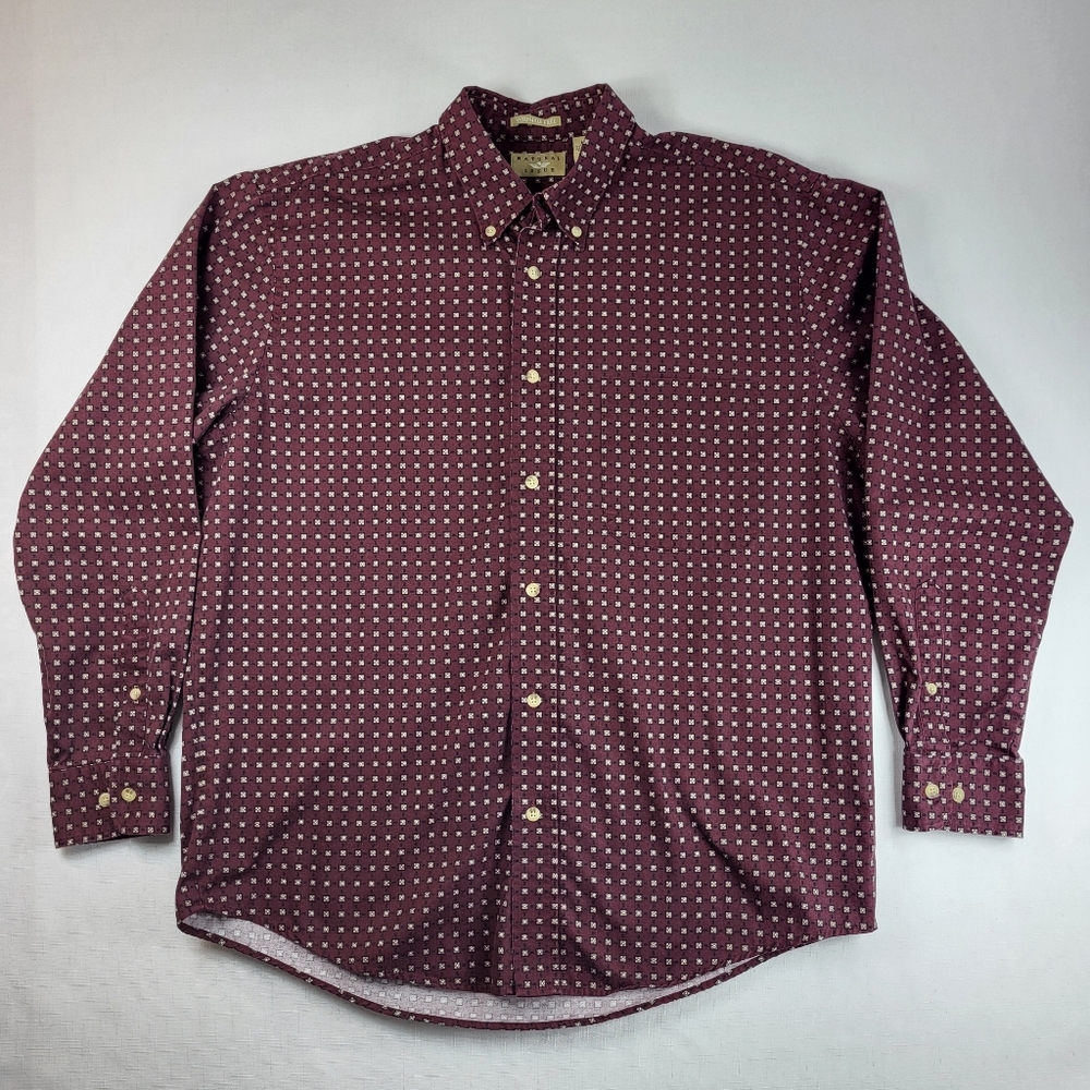 Natural Issue Wrinkle Free SHIRT Mens Size M Burgundy Button Down Long Sleeves